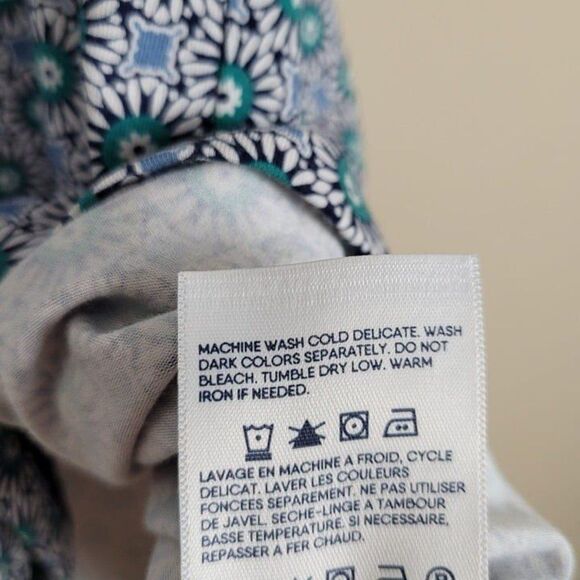 Lands' End Geometric Floral Soft Cotton Modal Stretch Tank Top Green Blue Size L - Picture 11 of 12